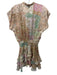 Misa Size XS Beige, Green, Pink Polyester Cap Sleeve Floral Print Buttons Top Beige, Green, Pink / XS