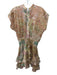 Misa Size XS Beige, Green, Pink Polyester Cap Sleeve Floral Print Buttons Top Beige, Green, Pink / XS