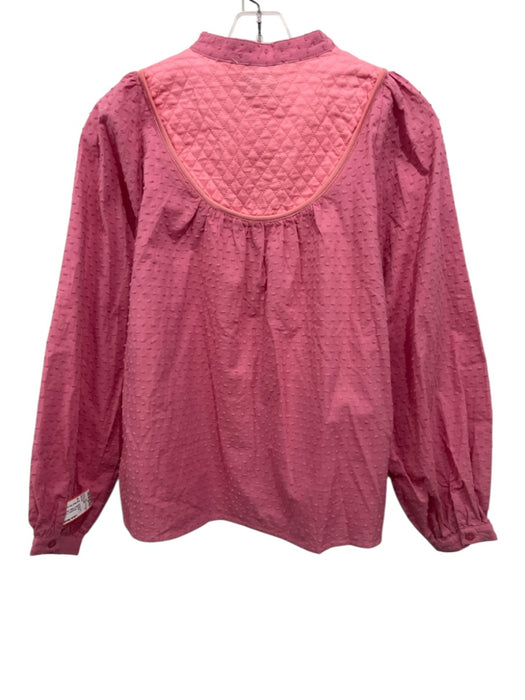The Shirt Rochelle Behrens Size S Pink Polyester Long Sleeve Textured Top Pink / S