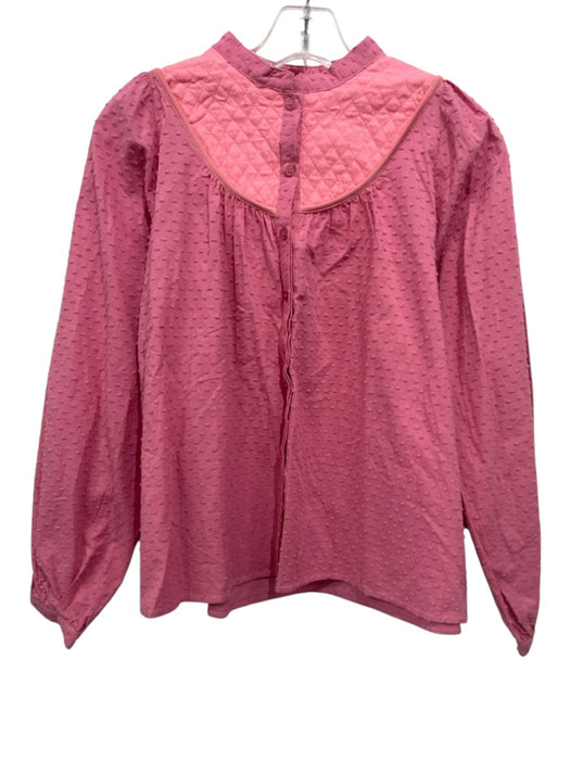The Shirt Rochelle Behrens Size S Pink Polyester Long Sleeve Textured Top Pink / S