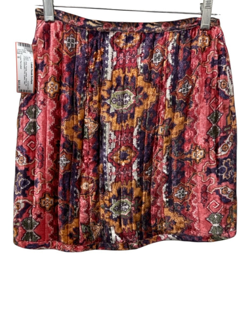 Love The Label Size S Pink, Purple, yellow Velour Zip Front Quilted Mini Skirt Pink, Purple, yellow / S
