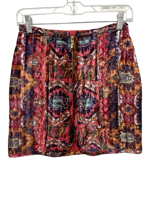 Love The Label Size S Pink, Purple, yellow Velour Zip Front Quilted Mini Skirt Pink, Purple, yellow / S
