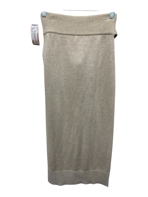 Camila Coelho Size S Beige Viscose & Nylon Knit Waist tie Leg Slit Midi Skirt Beige / S