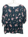 Rebecca Taylor Size 12 Teal Blue & Pink Silk & Viscose Puff 1/2 Sleeve Top Teal Blue & Pink / 12