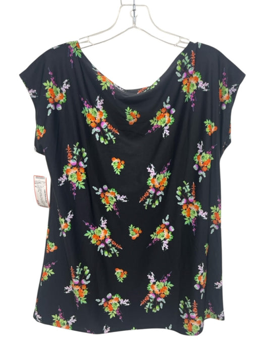 Fuzzi Size M Black, Orange, Green Polyamide & Elastane Short Sleeve Stretch Top Black, Orange, Green / M