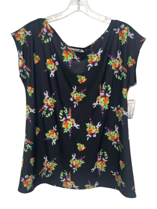 Fuzzi Size M Black, Orange, Green Polyamide & Elastane Short Sleeve Stretch Top Black, Orange, Green / M