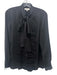 Lafayette 148 Size M Black Polyester Long Sleeve Pintuck Neck Tie Blouse Top Black / M