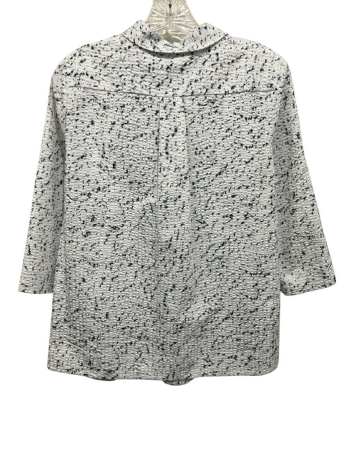 COS Size 6 White & Black Cotton Seersucker Abstract Print Long Sleeve Blouse Top White & Black / 6