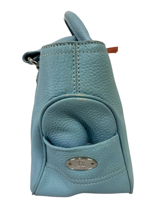Celine Light Blue Pebble Leather Top Handles Silver Hardware Zip Top Hand Bag Light Blue / S