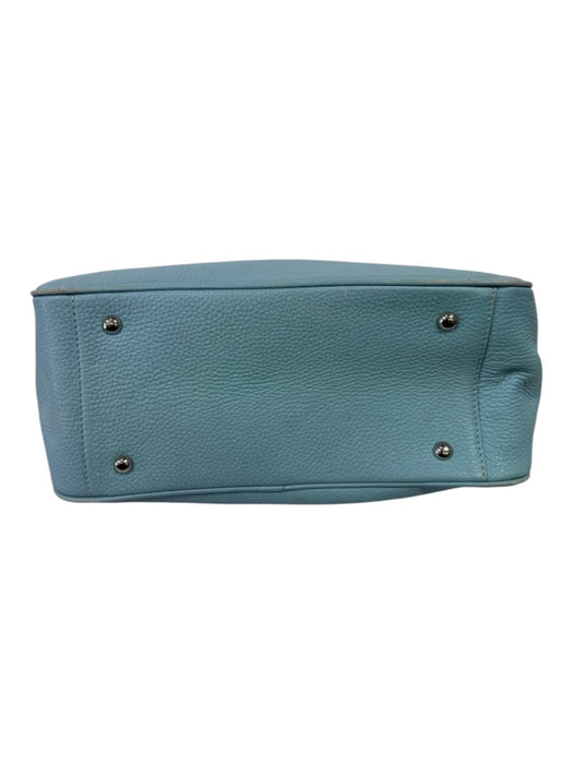 Celine Light Blue Pebble Leather Top Handles Silver Hardware Zip Top Hand Bag Light Blue / S