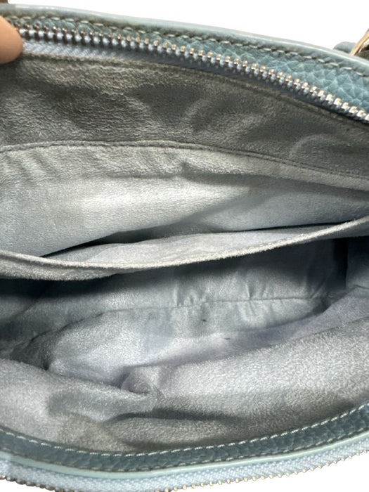 Celine Light Blue Pebble Leather Top Handles Silver Hardware Zip Top Hand Bag Light Blue / S