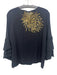 Figue Size M Black & Gold Viscose 3/4 Trumpet Sleeve Embroidered Sequins Top Black & Gold / M