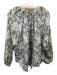 Hannah Size 1/S Light brown & blue Silk Long Sleeve Botanical Print Top Light brown & blue / 1/S