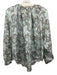 Hannah Size 1/S Light brown & blue Silk Long Sleeve Botanical Print Top Light brown & blue / 1/S