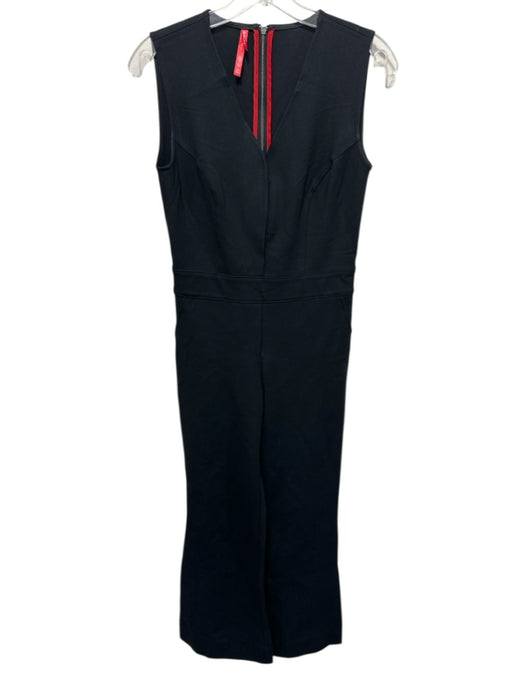 Spanx Size XS Black Rayon & Nylon Sleeveless V Neck Wide Leg Jumpsuit Black / XS