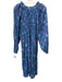 Bella Tu Size L Blue, Green, Purple Cotton Long puff sleeve Floral Print Dress Blue, Green, Purple / L