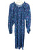 Bella Tu Size L Blue, Green, Purple Cotton Long puff sleeve Floral Print Dress Blue, Green, Purple / L