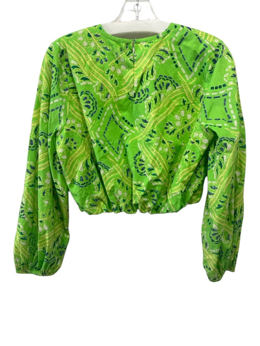 Rhode Size S Green, Blue, Yellow Organic Cotton Long puff sleeve Bubble Hem Top Green, Blue, Yellow / S