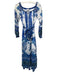 Hale Bob Size XS Blue & White Cotton Blend Long puff sleeve Floral Print Dress Blue & White / XS