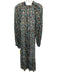 Oliphant Size Medium Brown, Blue, Gold Long Sleeve Floral Metallic Thread Dress Brown, Blue, Gold / Medium
