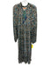 Oliphant Size Medium Brown, Blue, Gold Long Sleeve Floral Metallic Thread Dress Brown, Blue, Gold / Medium