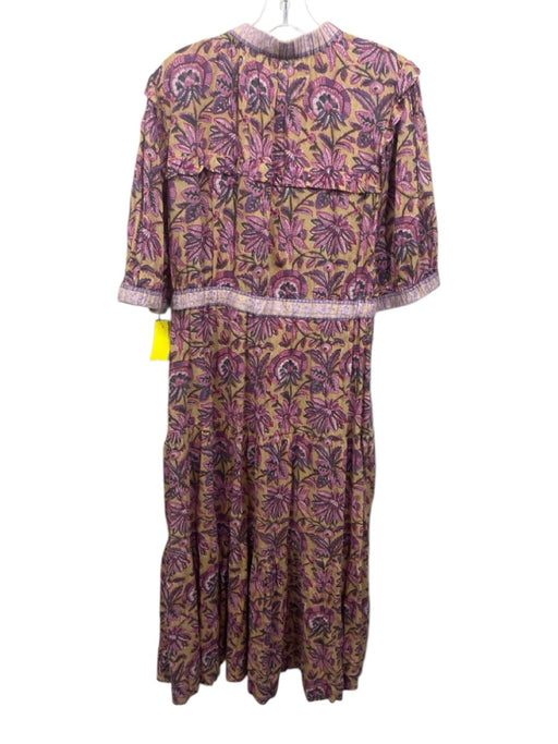 Lola Australia Size XL Purple, Green, Yellow Cotton Short Sleeve Floral Dress Purple, Green, Yellow / XL
