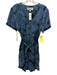 Cloth & Stone Size Large Blue & Black Tencel Short Sleeve Tie Dye V Neck Dress Blue & Black / Large