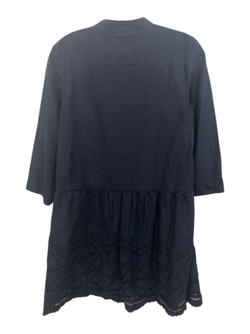 Tuckernuck Size XS Navy Blue Cotton Long semi sheer sleeves Eyelet Dress Navy Blue / XS