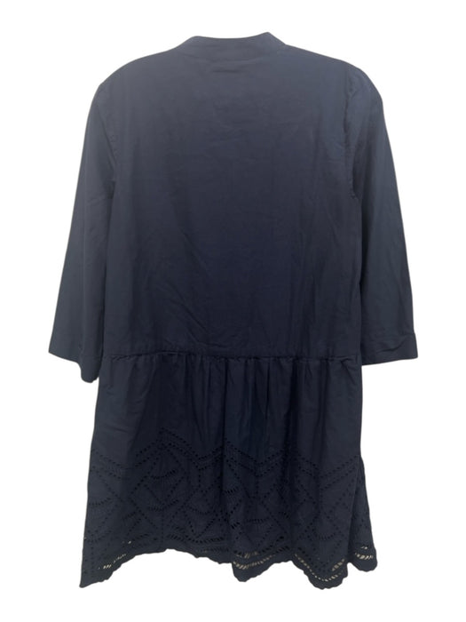 Tuckernuck Size XS Navy Blue Cotton Long semi sheer sleeves Eyelet Dress Navy Blue / XS