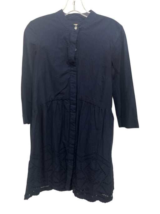 Tuckernuck Size XS Navy Blue Cotton Long semi sheer sleeves Eyelet Dress Navy Blue / XS