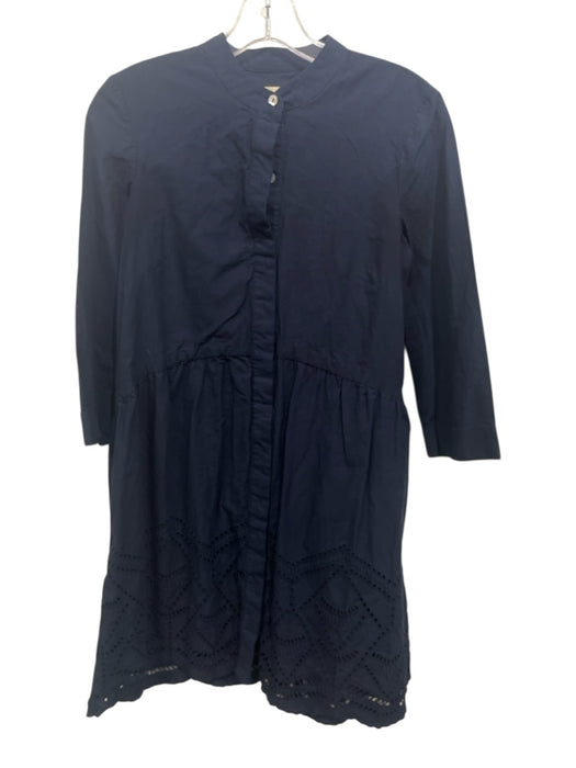 Tuckernuck Size XS Navy Blue Cotton Long semi sheer sleeves Eyelet Dress Navy Blue / XS