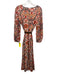 LaRoque Size Small Orange, Pink, Brown Polyester Long Sleeve Floral Maxi Dress Orange, Pink, Brown / Small
