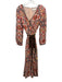 LaRoque Size Small Orange, Pink, Brown Polyester Long Sleeve Floral Maxi Dress Orange, Pink, Brown / Small