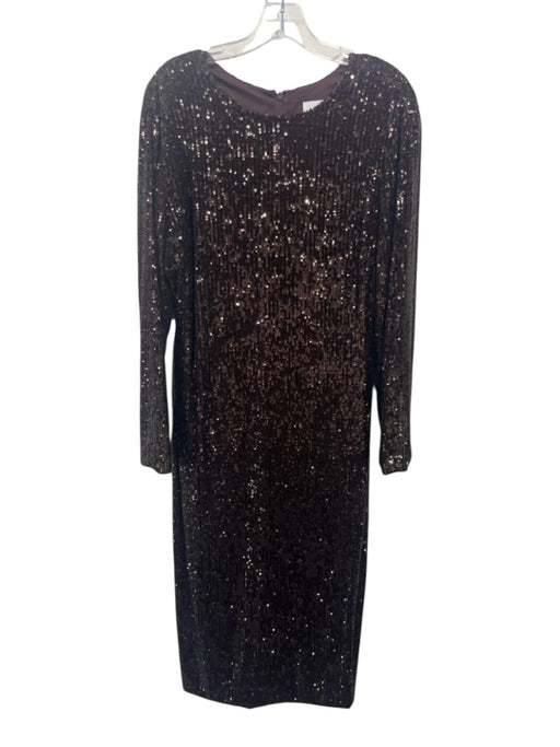 Saint Art Size Est M Brown Polyester Blend Long Sleeve All Over Sequins Dress Brown / Est M