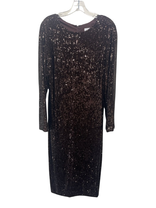 Saint Art Size Est M Brown Polyester Blend Long Sleeve All Over Sequins Dress Brown / Est M