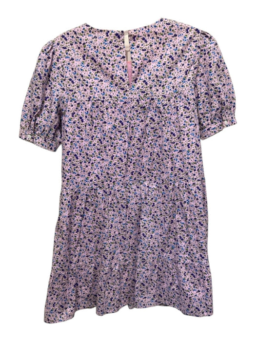 Pomander Place Size XS Purple, Blue, Green Cotton Short Sleeve Floral Dress Purple, Blue, Green / XS