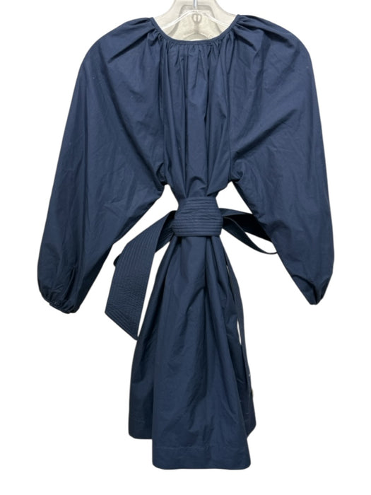 Ann Mashburn Size XS Navy Blue Cotton Long puff sleeve Pockets Split Neck Dress Navy Blue / XS