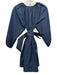 Ann Mashburn Size XS Navy Blue Cotton Long puff sleeve Pockets Split Neck Dress Navy Blue / XS