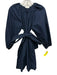 Ann Mashburn Size XS Navy Blue Cotton Long puff sleeve Pockets Split Neck Dress Navy Blue / XS