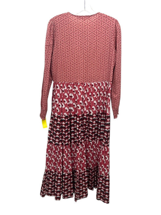 Ro's Garden Size XS Red, White, Black Cotton Long Sleeve Geometric Print Dress Red, White, Black / XS