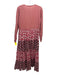 Ro's Garden Size XS Red, White, Black Cotton Long Sleeve Geometric Print Dress Red, White, Black / XS