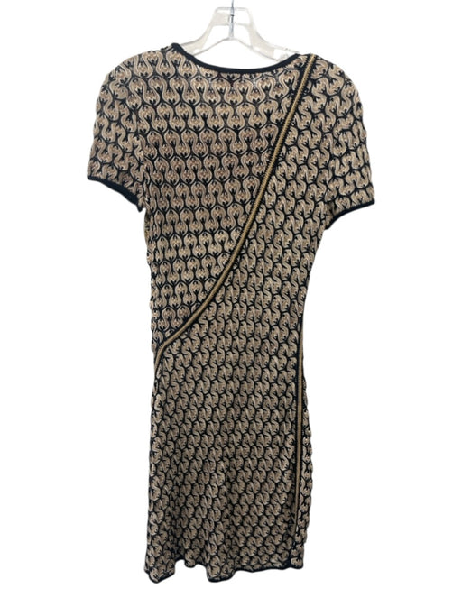 Missoni Size Est Small Beige, White, Black Wool Blend Short Sleeve Knit Dress Beige, White, Black / Est Small