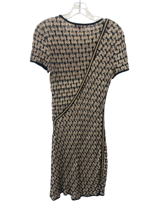 Missoni Size Est Small Beige, White, Black Wool Blend Short Sleeve Knit Dress Beige, White, Black / Est Small