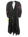 ALLSAINTS Size 4 Green, Red, Brown Lyocell blend Long puff sleeve Leaves Dress Green, Red, Brown / 4