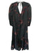 ALLSAINTS Size 4 Green, Red, Brown Lyocell blend Long puff sleeve Leaves Dress Green, Red, Brown / 4