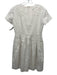 Lafayette 148 Size 6 Cream Beige Linen Short Sleeve Floral Eyelet Pleated Dress Cream Beige / 6