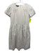 Lafayette 148 Size 6 Cream Beige Linen Short Sleeve Floral Eyelet Pleated Dress Cream Beige / 6