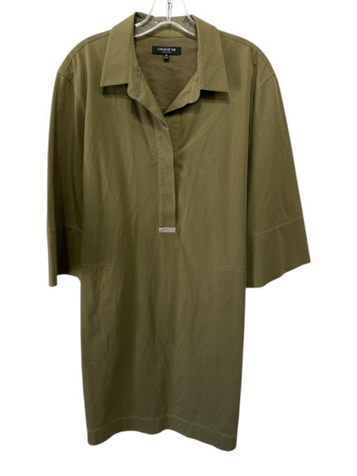 Lafayette 148 Size Medium Olive Green Cotton Blend Long Sleeve Monili Dress Olive Green / Medium