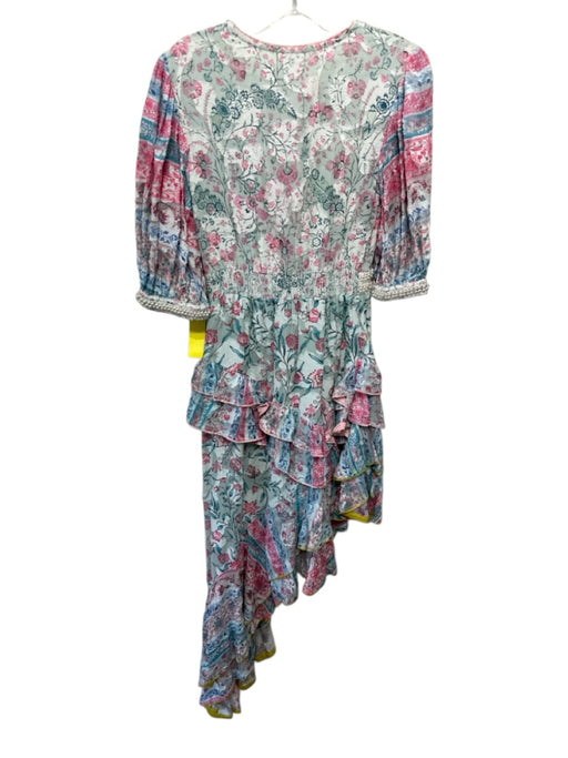 Hemant & Nandita Size XS Blue, Pink, Green Viscose Blend Long Sleeve Dress Blue, Pink, Green / XS