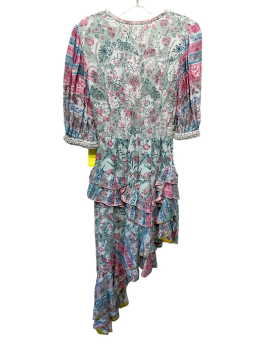 Hemant & Nandita Size XS Blue, Pink, Green Viscose Blend Long Sleeve Dress Blue, Pink, Green / XS